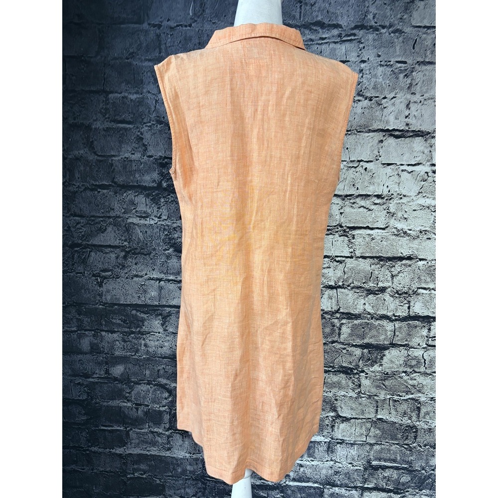 In the Wash Womens Linen Dress XL Peach Sleeveless Shift A Line Split Neck Tunic - Picture 3 of 10